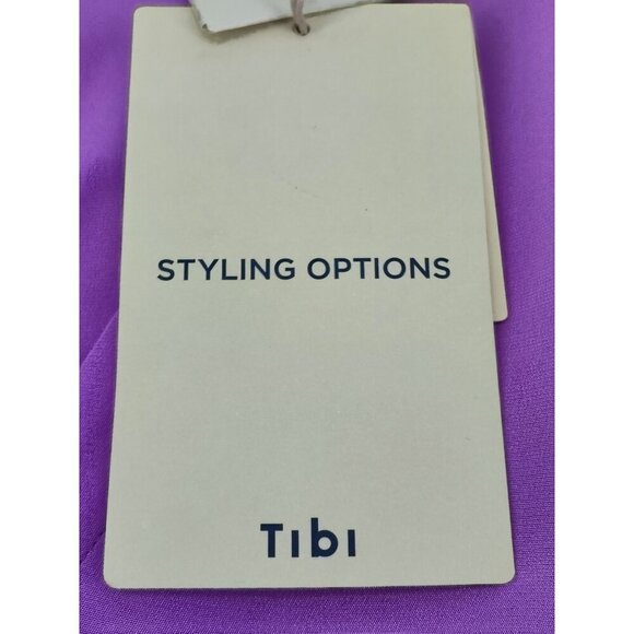 Tibi Chalky Drape Long Sleeve Purple Midi Wrap Silk Dress US 4 - Picture 10 of 14